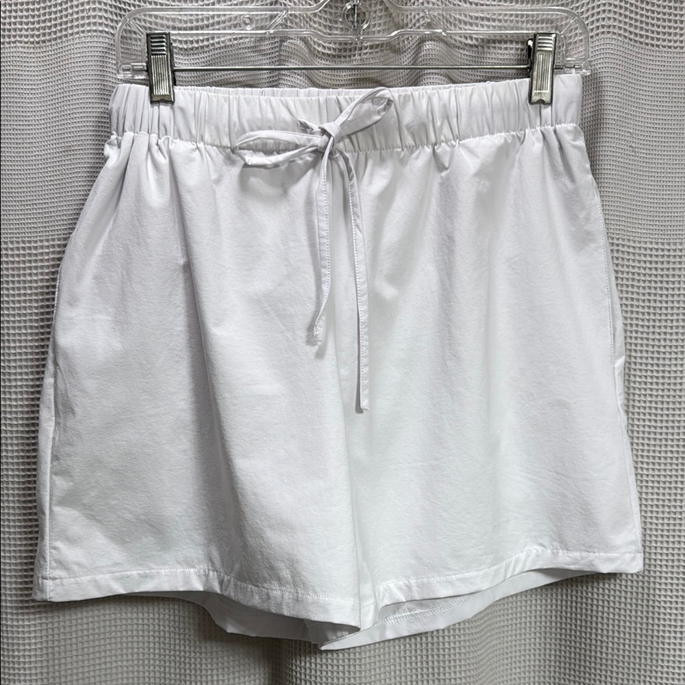 Oak + Fort NYLON TRACK SHORT White SZ L drawstring stretch pockets‎ GUC summer